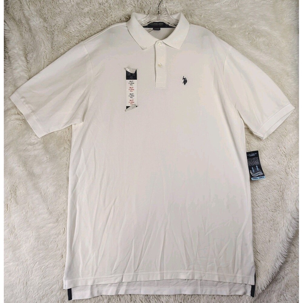 NWT *FLAW* U.S. Polo Assn. White Men's Polo, Sz. XLT